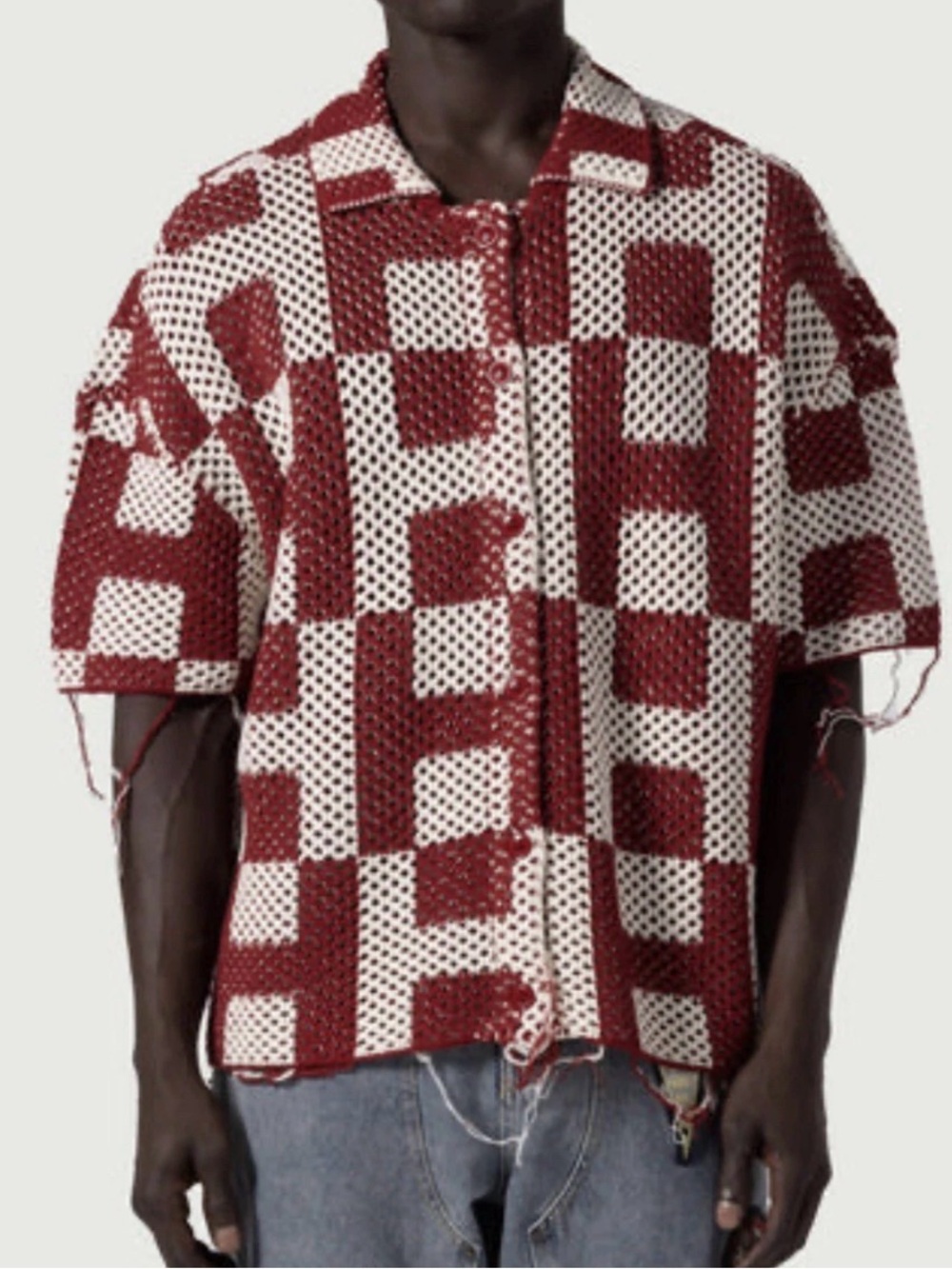 $125 Sold Out Honor The Gift Crochet Running Yarn Knit S/S Button Shirt